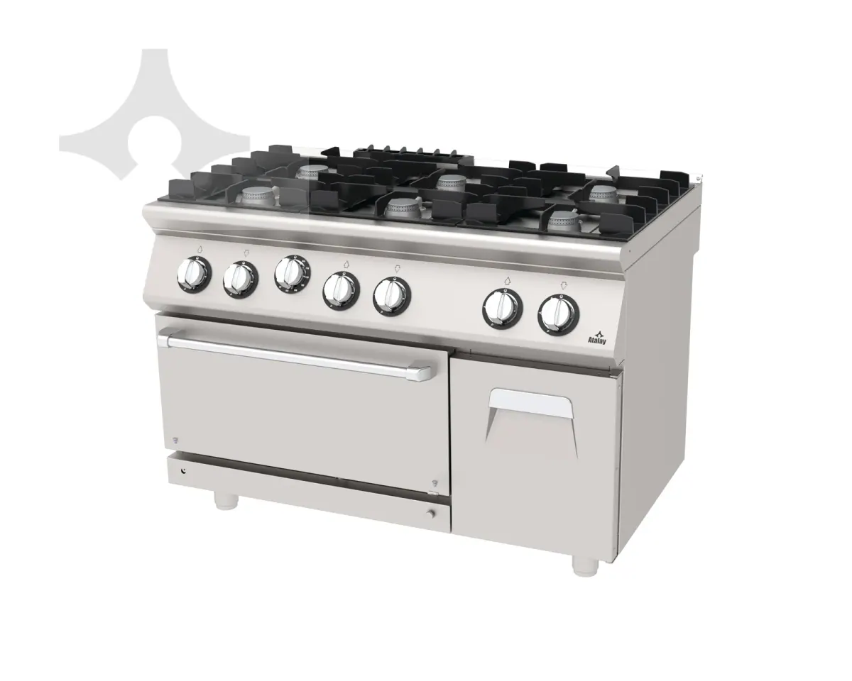 AGK-1273-D 6 açık ateşli (Ø80) gazlı kuzine, dolaplı 1200x730 mm ürün görseli