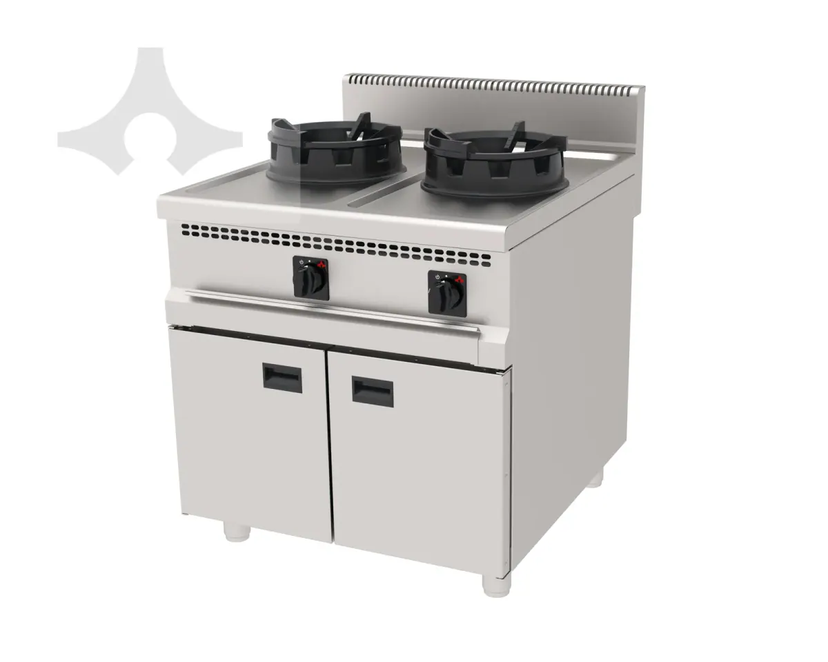 AWO-890 2 gözlü gazlı wok ocak, ayaklı dolaplı 800x900 mm ürün görseli