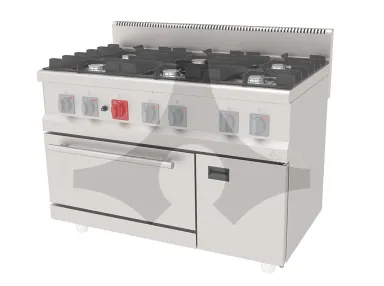 AGK-1270 6 açık ateşli (Ø80) gazlı kuzine, dolaplı 1200x700 mm ürün görseli