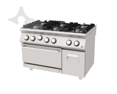 AGK-1273-D 6 açık ateşli (Ø80) gazlı kuzine, dolaplı 1200x730 mm ürün görseli