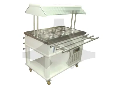 Açık büfe saladbar, 3 GN küvet, ahşap kaplama · ASSB-03 ürün görseli