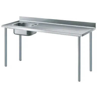 Çalışma Tezgahları - Evyeli Premium Serisi Tezgah-Evyeler 1800 mm Sol Evyeli ve Sırtlı Çalışma Tezgahı (133064) ürün görseli