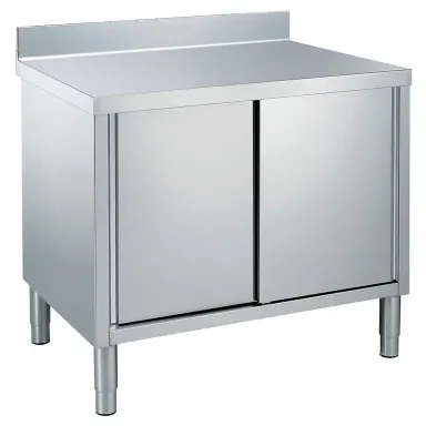 Dolaplı Çalışma Tezgahları - Sırtlı Premium Serisi Tezgah-Evyeler 1200 mm Dolaplı ve Sırtlı Çalışma Tezgahı - Kayar Kapılı (133080) ürün görseli