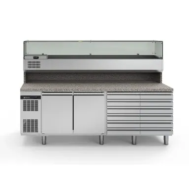 725189 Pizza hazırlık tezgahı, garnitürlüklü, 2 kapı + 12 çekmece, 290 lt ürün görseli