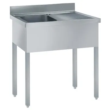 Tek Evyeli Ayaklı Çalışma Tezgahları Eco Serisi Tezgah-Evyeler Tek evyeli tezgah (400x500 mm) & sağ tarafı süzdürmeli - 1000 mm (132895) ürün görseli