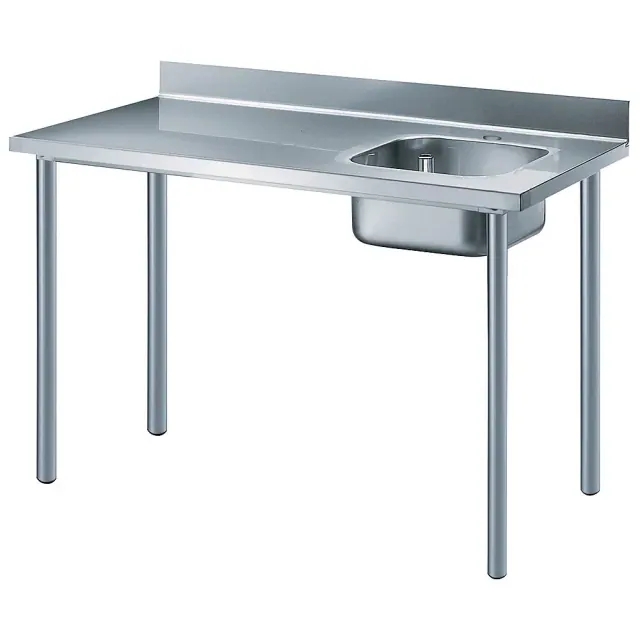 Çalışma Tezgahları - Evyeli Premium Serisi Tezgah-Evyeler 1400 mm Sağ Evyeli ve Sırtlı Çalışma Tezgahı (133061) ürün görseli