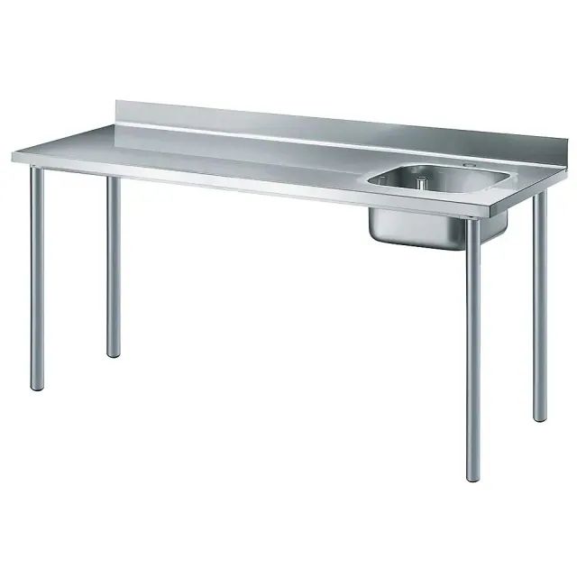 Çalışma Tezgahları - Evyeli Premium Serisi Tezgah-Evyeler 1800 mm Sağ Evyeli ve Sırtlı Çalışma Tezgahı (133063) ürün görseli